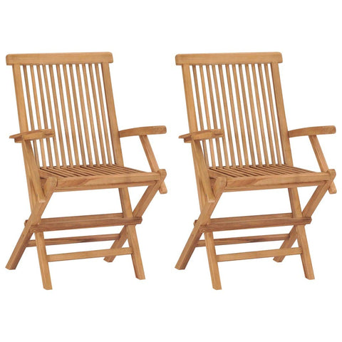vidaXL Standard Collapsible Teak Wood Garden Chair (Set of 2)