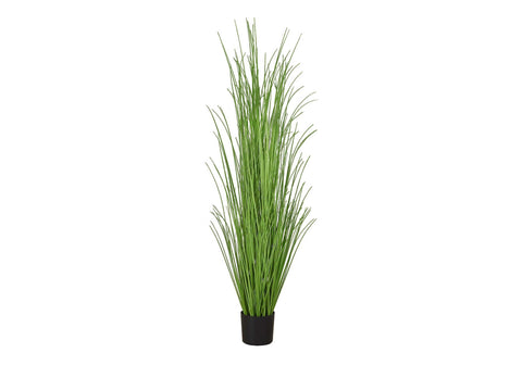 Monarch Specialties I 9565 Artificial Plant, 47" Tall, Grass Tree, Indoor, Faux, Fake, Floor, Greenery, Potted, Real Touch, Decorative, Green Grass, Black Pot