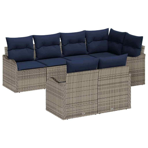 vidaXL Garden Sofa Set Grey Poly Rattan, Modular Sofa Set for Garden & Terrace, Stylish Outdoor Furniture, UV-Resistant, Lightweight, Perfect for Relaxing