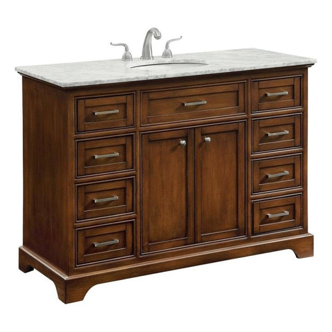 Elegant Decor Americana 48" Wood Single Bathroom Vanity in Brown Teak