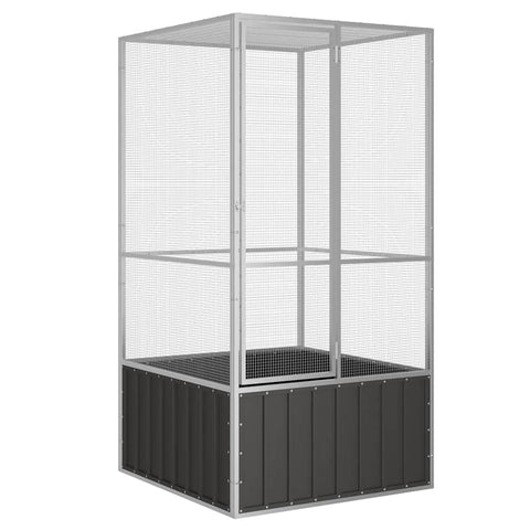 vidaXL Bird Cage - Large, Secure & Ventilated Aviary, Galvanized Steel Construction, Anthracite, Perfect for Playing, Exercising and Training Birds