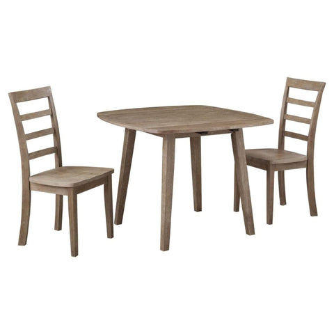 Oakestry Boulder 3 Piece Dining Set Barnwood Wire Brush Solid Wood Rectangular Table Two Ladder Back Chairs Rustic Farmhouse Compact Kitchen Breakfast Nook Durable Stylish Modern Country Furniture