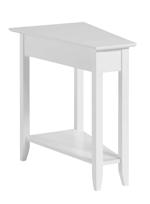 Convenience Concepts American Heritage Wedge End Table 24" - Classic Living Room Table with Storage Shelf,Side Table for Family Room, Bedside Table, White