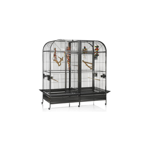 A&E Cage Co. Double Macaw Cage with Removable Divider, 64"x32", Black