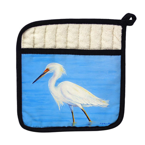Betsy Drake PT1087 Stalking Snowy Egret Pot Holder