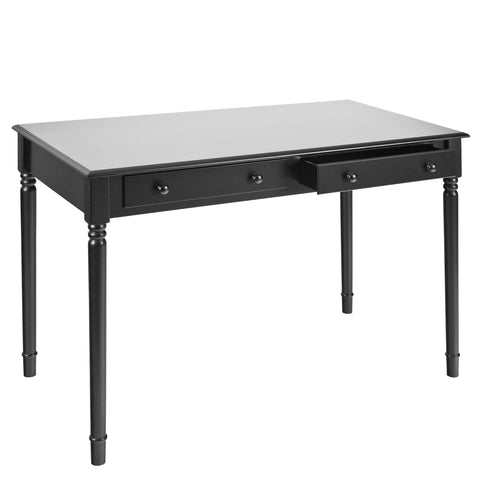 SEI Furniture Janice 2-Drawer Slim Profile Writing Desk, Satin Black