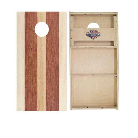 Skip's Garage Striped Woody Cornhole Boards - WSOC Runway Series - Includes (2) Boards (Resin Bags) + (1) Black Carrying Case