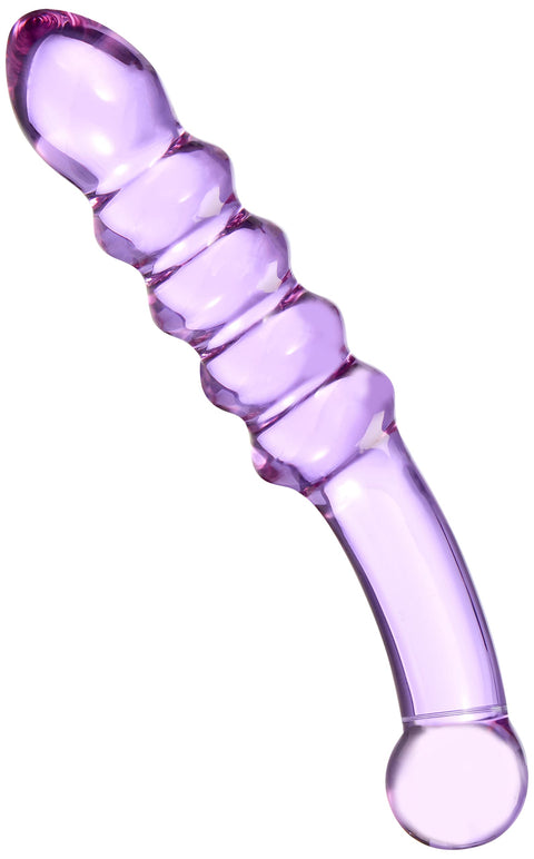 Gläs Purple Rain Ribbed Dildo – Curved G-Spot Glass Sex Toys with Ribbed Shaft & Handle, Sensory Temperature Play, Elegant & Body-Safe Design, Women Sex Toys for Her Dildo