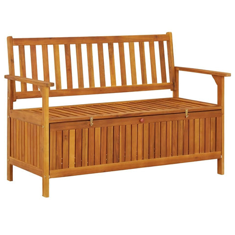 vidaXL 47.2" Patio Storage Bench, Solid Acacia Wood, Outdoor Garden Furniture with Ample Storage Space and Comfortable Seating