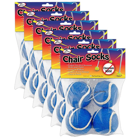 The Pencil Grip Chair Socks, Blue, 4 Per Pack, 6 Packs