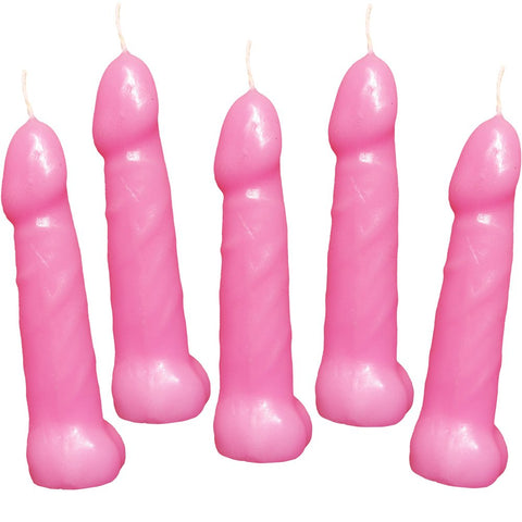 Hott Products 5-Piece Bachelorette Pecker Party Candles, Pink, 5 Ounce