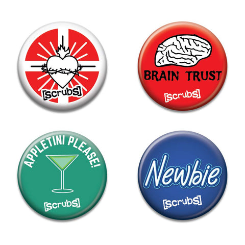Ata-Boy Scrubs Assortment #2 Set of 4 1.25" Collectible Buttons