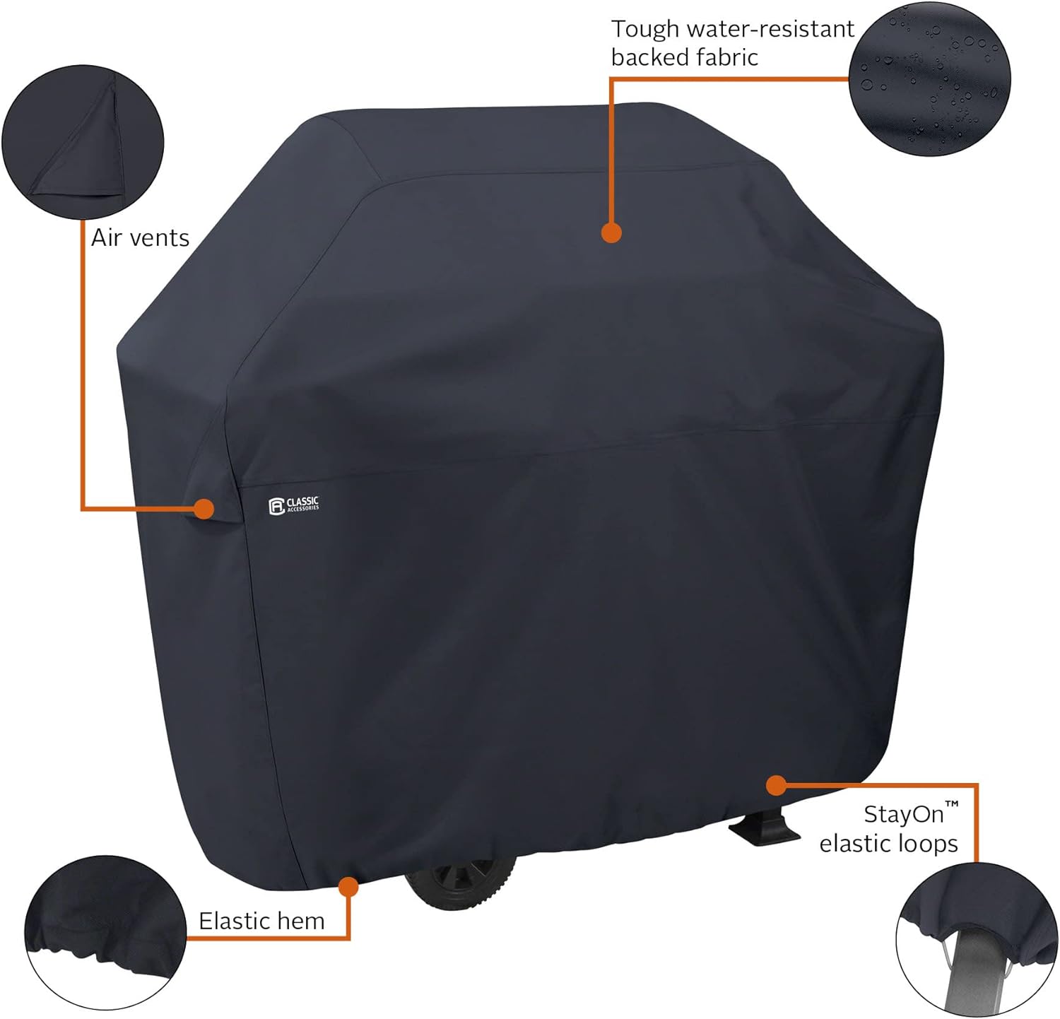 Classic Accessories Water-Resistant 44 Inch BBQ Grill Cover, Grill Cover, Grill Cover for Outdoor Grill, BBQ Cover