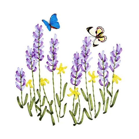 Pigeon Fleet Ribbon Embroidery Kits 3D Wall Art Home Decoration DIY Needlepoint Art Craft, Purple Lavender