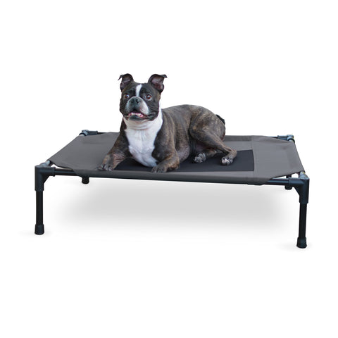 K&H Pet Products Outdoor Elevated Dog Cot, Breathable Cooling Elevated Cot Hammock Pet Bed for Medium Dogs, Washable Mesh Cover, Raised Metal Frame, Collapsible, Portable - Medium 32 X 25in Charcoal