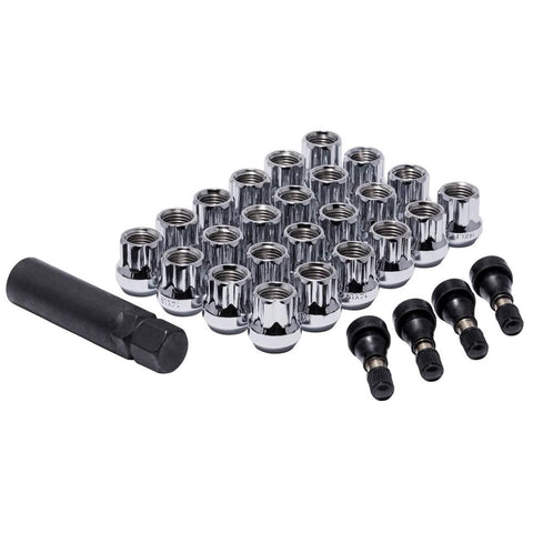 Pro Comp Wheels 16104OE Lug Nut Kit 14 x 2 Spline 6 Lug Kit Black w/Val Stem Lug Nut Kit
