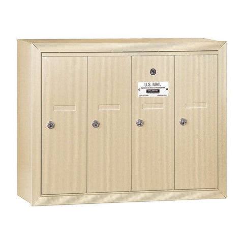 Salsbury Industries 3504SSP Surface Mounted Vertical Mailbox with Master Commercial Lock, Private Access and 4 Doors, Sandstone