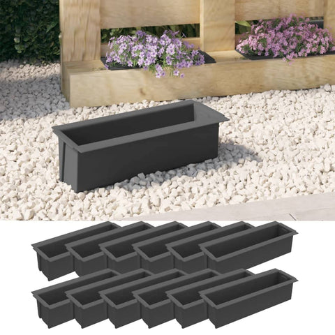 vidaXL Set of 12 Gray Flower Boxes Planters UV and Water Resistant 14.2X5.3X3.7 in Ideal for Indoor Outdoor Plants Universal Box Euro Pallet Plant Planter Pot Garden Raised Bed
