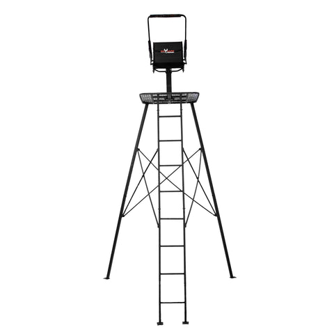Big Game The Defender Tripod Stand, 1 Person Deer Hunting Climbing Ladder with Rotating Flex-Tek Seat and Shooting Rail, 12.5'