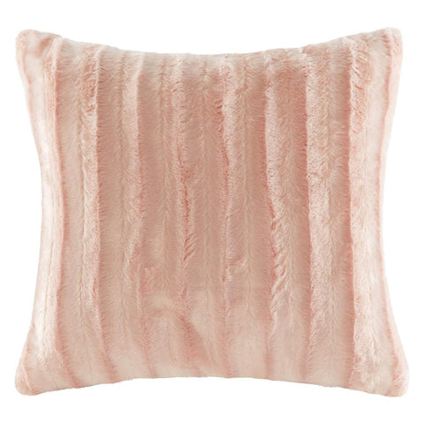 Oakestry Duke Luxury Faux Fur Square Throw Pillow for Livingroom Couch Sofa Nursery Bed Home Decor, 20 in X 20 in, Blush