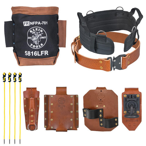 Klein Tools 5800IWBM Ironworker Tool Holder Belt System, 8-Piece Set, Quick-Release Belt, Bolt Bag, Holders, Tension Straps, Pro Pad, Medium