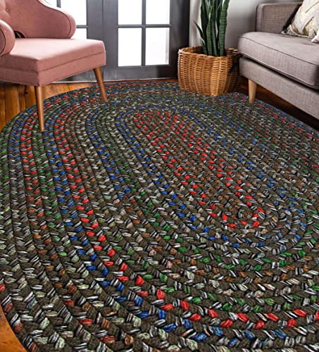 Rhody Rug Katie KA23 Dk Taupe 7' x 9' Oval - Braided Area Rug, Home Decor, Floor Mat or Bedroom Rug - Easy Care, Ideal for High Traffic Areas in Hallway and Living Room - Made in USA