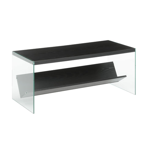 Convenience Concepts SoHo Glass Coffee Table 40" - Modern Living Room Table with Storage Shelf, Contemporary Coffee Table for Family Room, Black