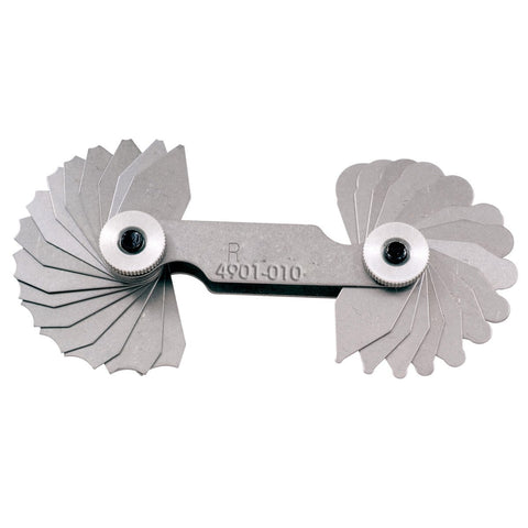 HHIP 4901-0103 Concave and Convex Radius Gage, 17/32-1" x 1/32 Radius Range, 16 Concave Blade, 16 Convex Blade
