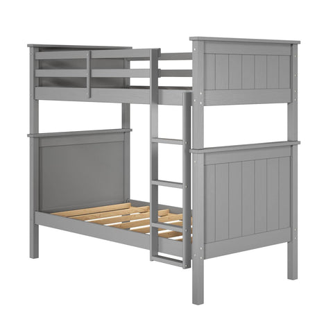 Linon Leah Twin Over Twin Bunk Bed Gray