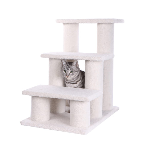 Armarkat Real Wood Pet Steps, 3-steps, B3001, Ivory,17"(W)x25"(D)x25"(H), each platform 9" Deep