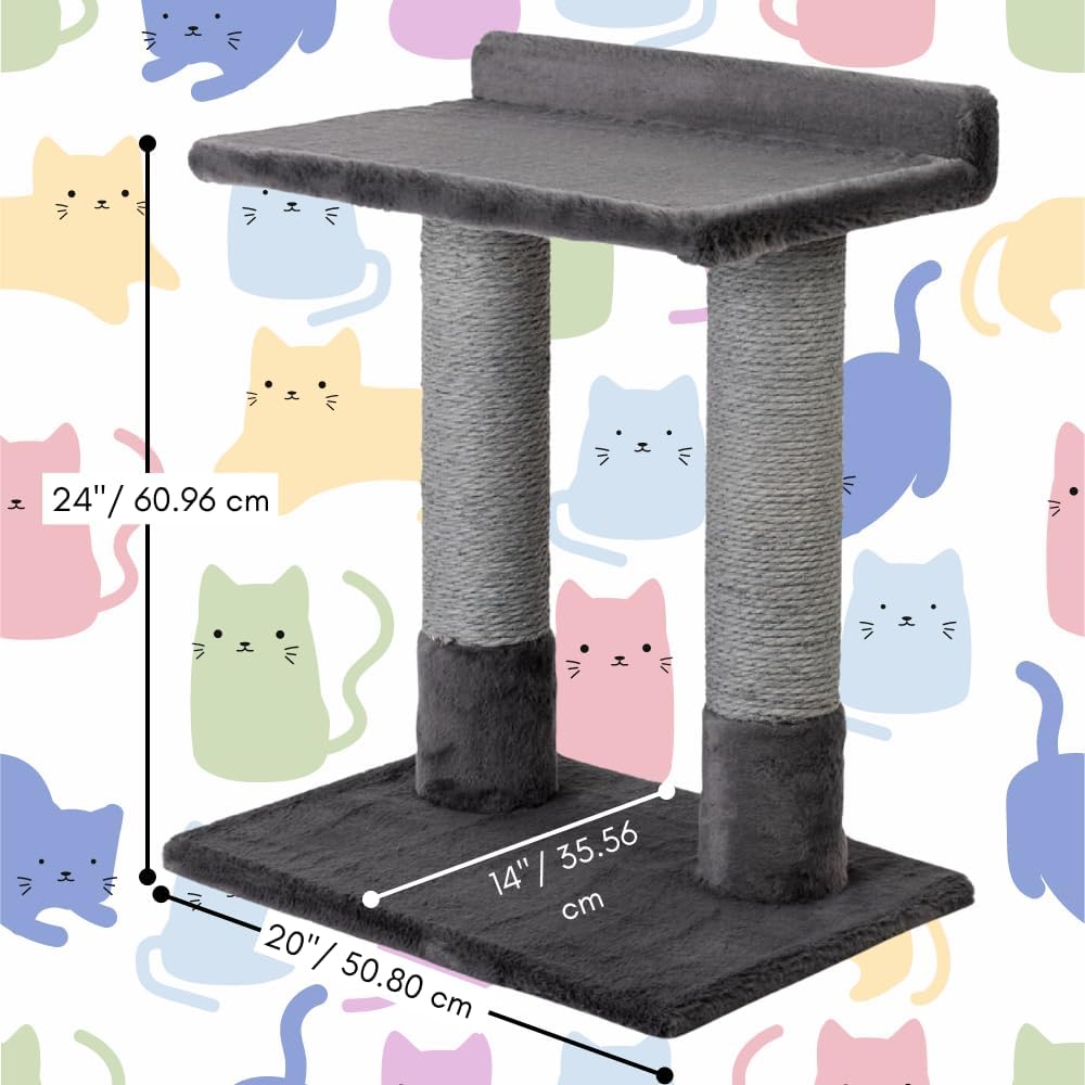 24 Inch Classic Comfort for Indoor Modern Premium Cats and Kittens Scratcher Larger Base for Better Stability, Grey