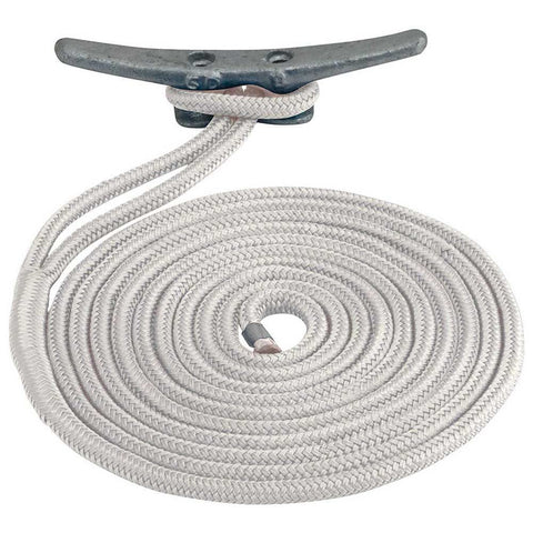 Sea-Dog 302112020WH-1 Double Braided Nylon Dock Line, 1/2" x 20' / White
