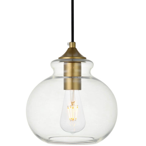 Living District Destry 1-Light Metal Pendant in Brass and Clear