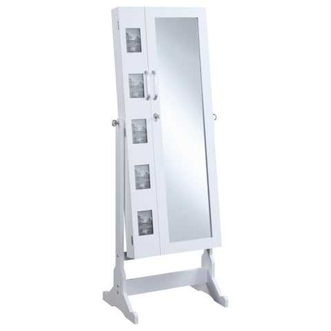 Coaster Home Furnishings - Doyle - Wood - Full-Length Cheval Mirror with Jewelry Storage, Built-in Corkboard, Five Drawers, Four Shelves and Rectangular Shape - Bedroom - White - 904031