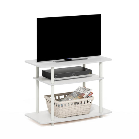 Furinno Turn-N-Tube TV Stand, 3-Tier No Tools Entertainment Center, TV Console for TV up to 32 Inch, for Living Room, Bedroom, White