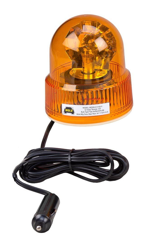 Wolo (3100-A) Beacon Light Rotating Emergency Warning Light - 12 Volt, Amber Lens