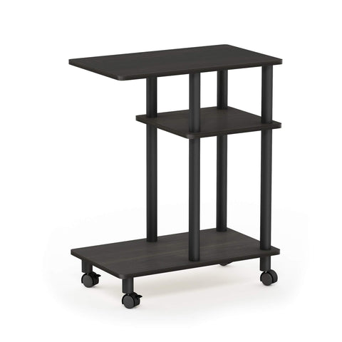 Furinno Turn-N-Tube U Shape Sofa End Table Side Table with Casters Black Espresso/Black