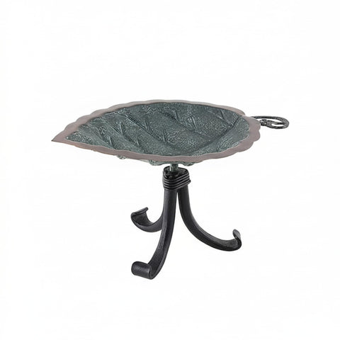 Oakestry Aspen Leaf Tripod Stand Birdbath Antique Brass Plated Decorative Wildlife Water Bowl Yard Lawn Patio