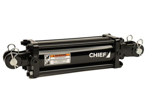 Chief TC3 Tie-Rod Hydraulic Cylinder – Double-Acting – 5" Bore x 12" Stroke – 3000 PSI – 58,900 lb Column Load – 24.25" Retracted – 2" Rod – SAE 12 Ports – 1.25" Pin – Part Number 211422