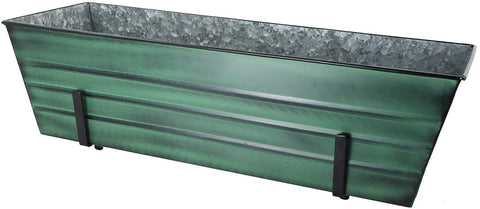 Oakestry VFB-06-K6 Large Green Flower 2 x 6 Railings Window Box with Brackets