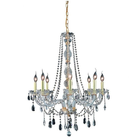 Elegant Lighting 7958D28G/RC Royal Cut Clear Crystal Verona 8-Light, Single-Tier Crystal Chandelier, Finished in Gold with Clear Crystals, 8.5" x 28" x 34", Gold Finish