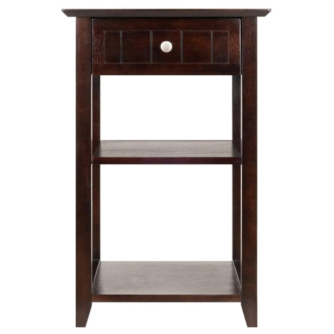 Oakestry Burke Printer Stand with Adjustable Shelf – Coffee Finish Solid & Composite Wood Home Office Organizer with Top Drawer and Classic Beveled Design