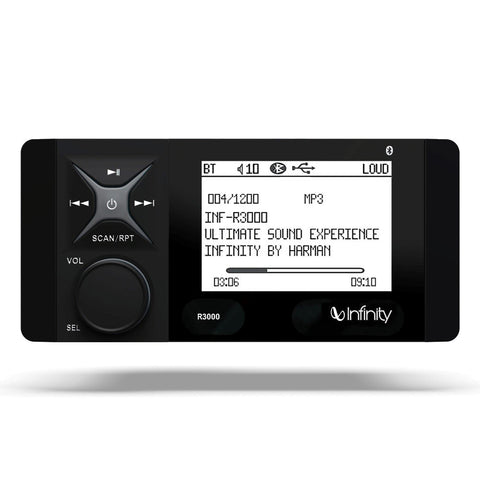 Infinity INF3000 AM/FM/WB, BT5, Aux in, USB Input, 4" Monochromatic LCD, Rotary, 2 ohm Stable
