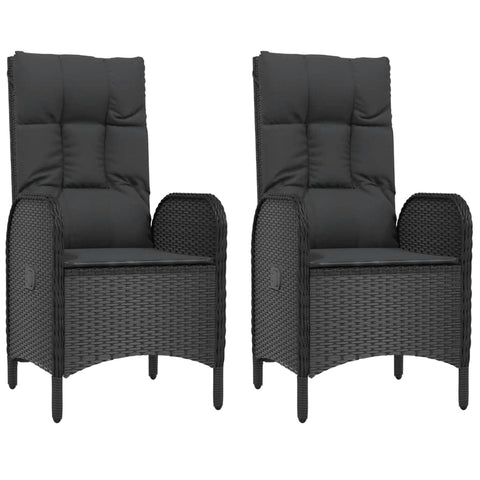 vidaXL Set of 2 Patio Chairs - Modern Outdoor Seating, Poly Rattan & Steel, Black, Curved Backrest & Armrest, Removable Cushion Cover, Sturdy & Durable