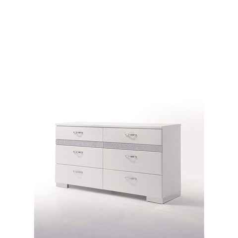 Acme Naima II 6 Drawer Wood Dresser in White