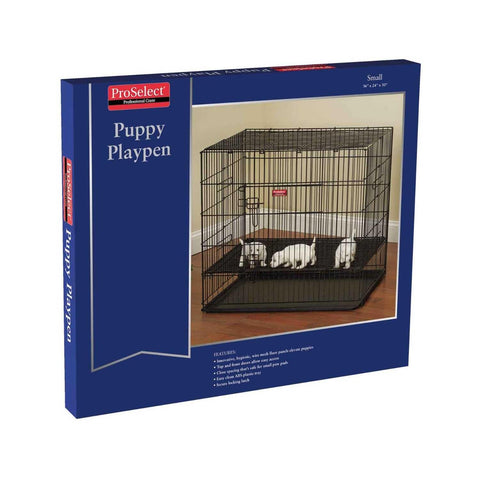 ProSelect Puppy Playpens with Plastic Pan - Small, Black 36"L x 24"W x 30"H; Medium, Black 36"L x 36"W x 30"H; Large, Black 48"L x 48"W x 30"H