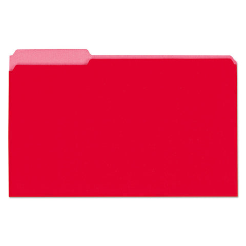 Universal 15303 Interior File Folders, 1/3 Cut Tab, Legal Size, Red, 100/Box
