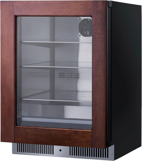 Summit 24 Inch Beverage Refrigerator with Glass Door, 3.5 Cu.ft., Shallow Depth Undercounter, Commercially Approved- SDHG2443PNR (RHD, Panel Ready) (Panel not included)