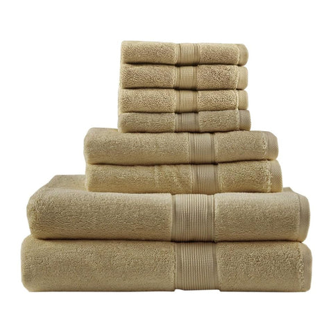 Oakestry 8 Pc Towels Multi-Size Bath Towel Set, 100% Cotton Lightweight and Highly Absorbent Quick Drying Towels, Premium Towels for Hotel, Spa and Bathroom, Beige