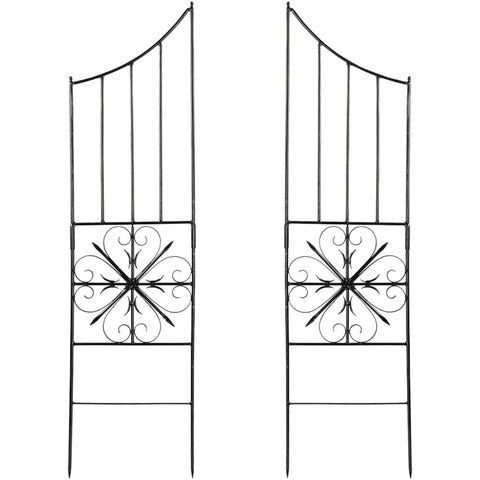 Aldrich II Side Panels for Aldrich Wrought Iron Garden Trellis, Freestanding or Wall-Mounted Vertical Plant Support, Clemmatis, Roses, Green Screening, Graphite Finish